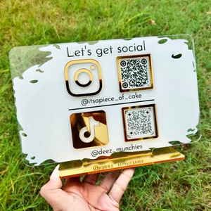 Custom Acrylic QR Code Business Sign: Social Media & Payment