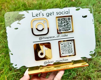 Custom Multi QR Code Acrylic Sign: Salon, Social Media, Payment
