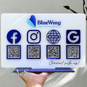 Custom QR Code Business Sign: Social Media & Payment Acrylic Display