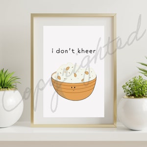 Ich weiß nicht Kheer | Kheer Küchenkunst, Küche Digitale Kunst, Indisches Essen Wortspiel, Essen Wortspiel Wandkunst, Küchendekor