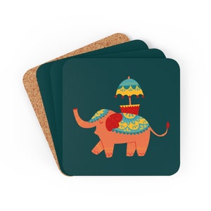 Indische Elefanten Untersetzer 4er Set | Elefant Untersetzer, Indischer Untersetzer, Indisches Küchendekor, Indisches Geschenk, Wohndekoration