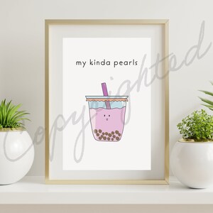 Meine Kinda Perlen | Boba Kitchen Art, Küche Digitale Kunst, Asiatisches Essen Wortspiel, Food Pun Wandkunst, Küchendekor
