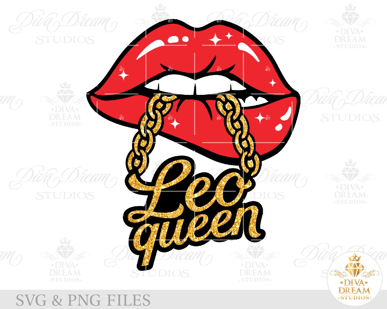 Lips and Chain Svg Png Leo Lips Svg Zodiac Lips Svg Leo | Etsy