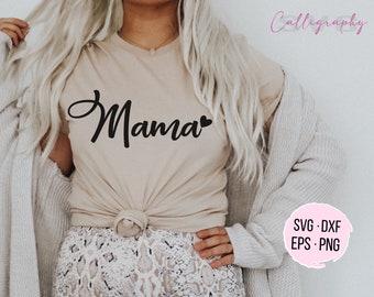 File di taglio per maglietta Mama Heart SVG / Momlife (file digitale)