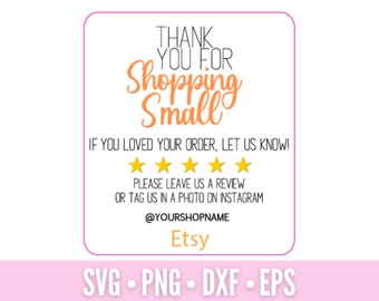 Pegatina pequeña SVG de agradecimiento por su compra / Pegatina de reseña de Etsy (descarga digital)