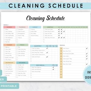 Editable Cleaning Checklist | Digital & Printable Schedule | Check List | Clean Routine | House Chore List | Chores Chart