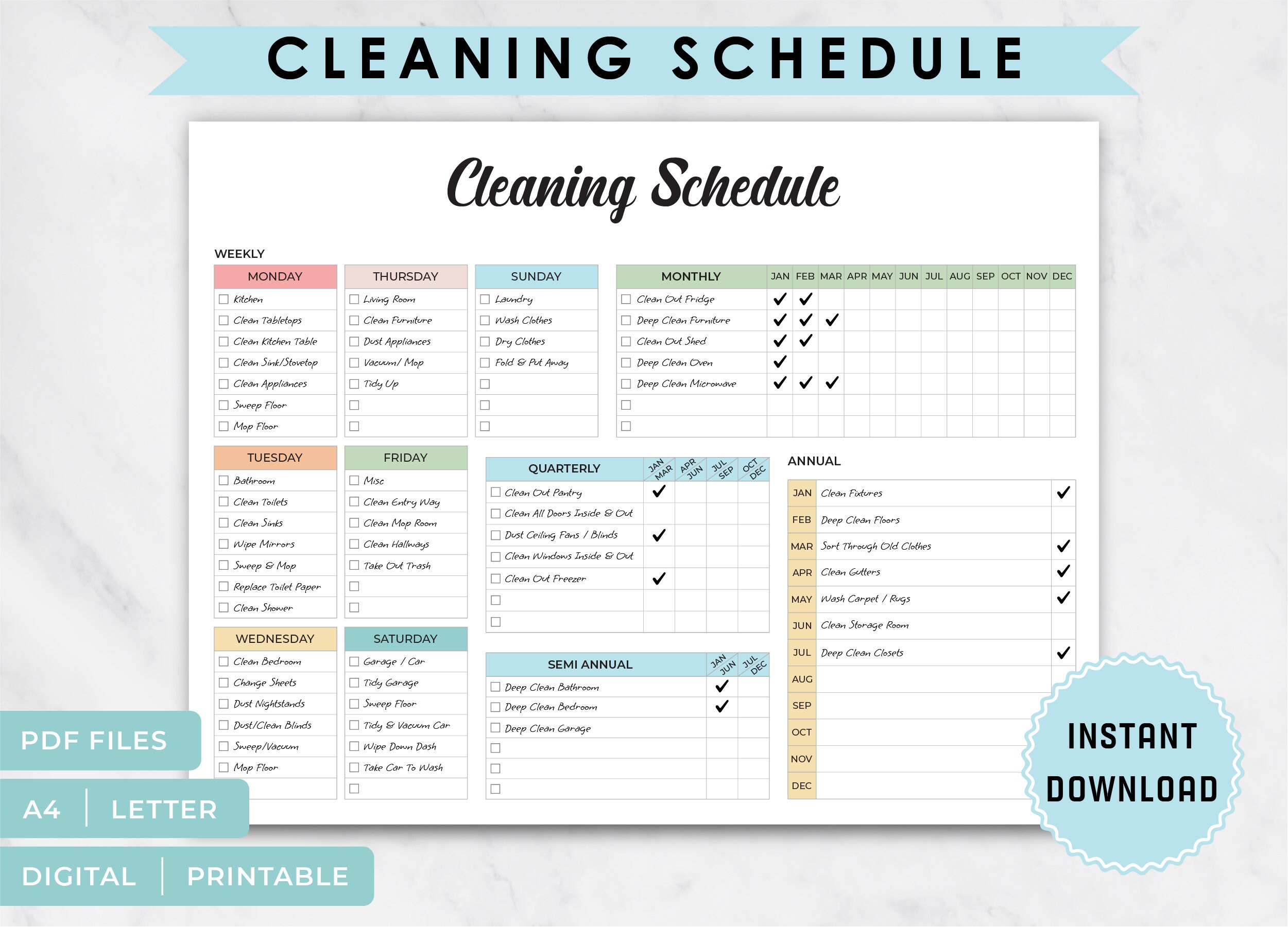 Editable Cleaning Checklist Digital Printable Cleaning Etsy Canada