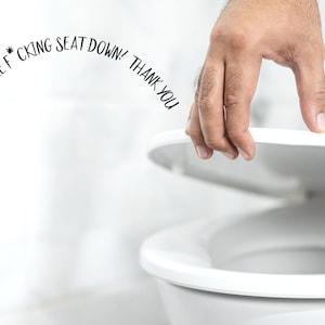 Zet de verdomde toiletbril neer | Wc-bril sticker | Badkamerhumor voor heren | Onbenullige sticker | Bestand knippen voor Cricut & silhouet