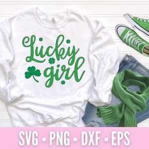 Lucky Girl Svg | Girl St Patricks Svg | St Paddys Day Svg | St Pattys Day Svg | Lucky Svg | Cricut Cut File | Silhouette | Coffee Mug Svg