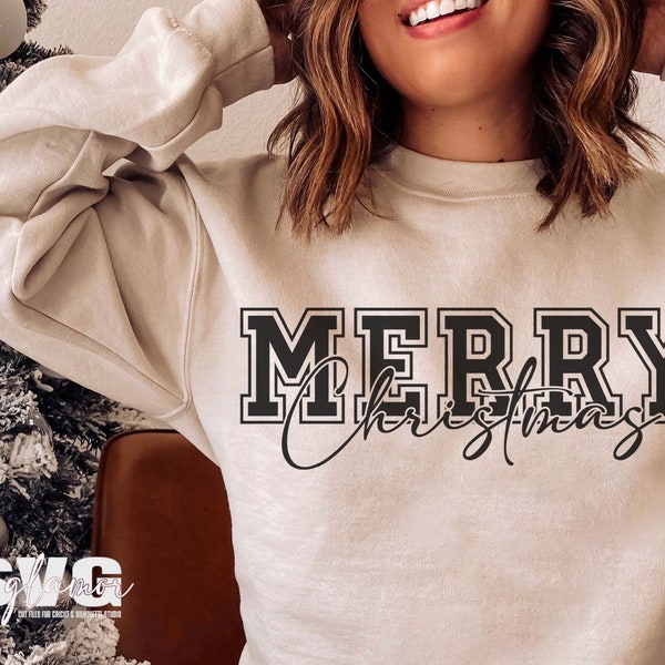 Merry Svg | Merry Christmas SVG PNG | Merry Varsity Sublimation | Christmas Shirt Svg For College Students | Christmas Vibes Svg