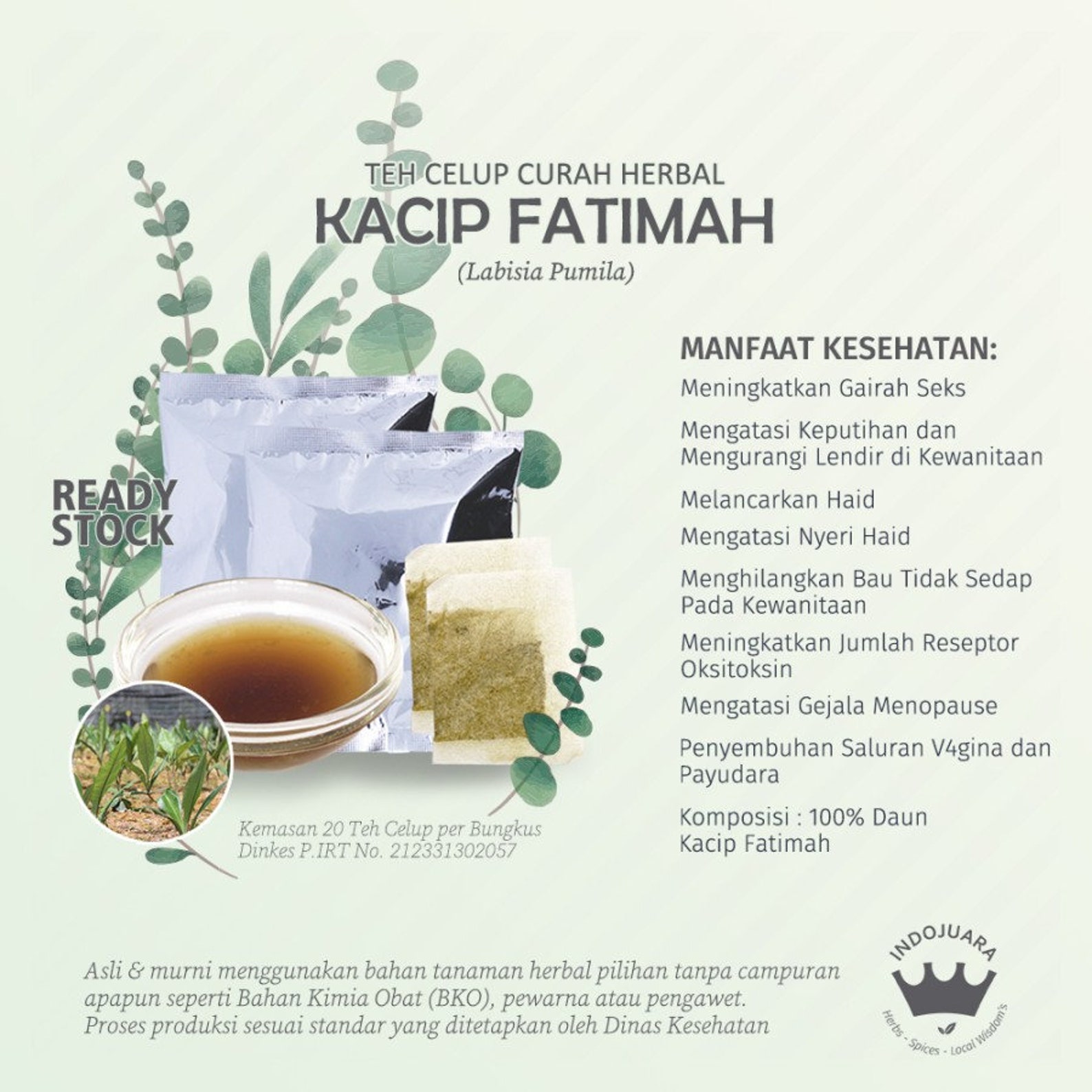 BUY 5 GET 10 PACKS Kacip Fatimah Herbal Tea Bag Labisia Pumila Female