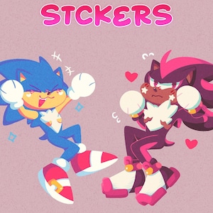 Stickers Sonic & Shadow | Hérissons mignons kawaii | Stickers non officiels inspirés de Sonic The Hedgehog