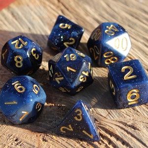 Midnight Sky Dice - Dungeons and Dragons Dice Set | 7 Polyhedral Dice | RPG Dice | Tabletop Roleplaying