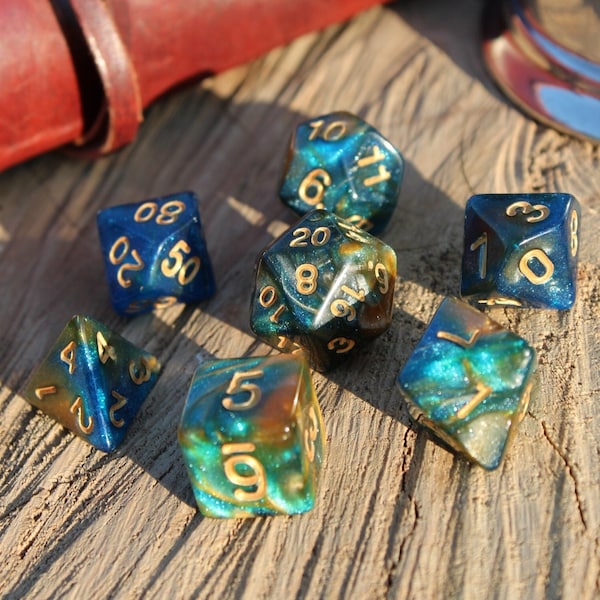 Undersea Dice - Dungeons and Dragons Dice Set | 7 Polyhedral Dice | RPG Dice | Tabletop Roleplaying