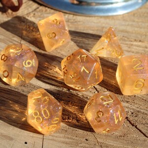 Orange Opalescent Dice - Dungeons and Dragons Dice Set | 7 Polyhedral Dice | RPG Dice | Tabletop Roleplaying