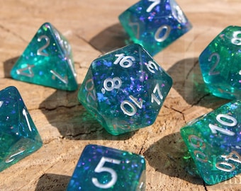 Spéculaires Marina Dice - Ensemble de dés Donjons et Dragons | 7 dés polyédriques | Dés RPG | Jeux de rôle sur table