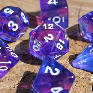 Indigo Echo Dice - Dungeons and Dragons Dice Set | 7 Polyhedral Dice | RPG Dice | Tabletop Roleplaying