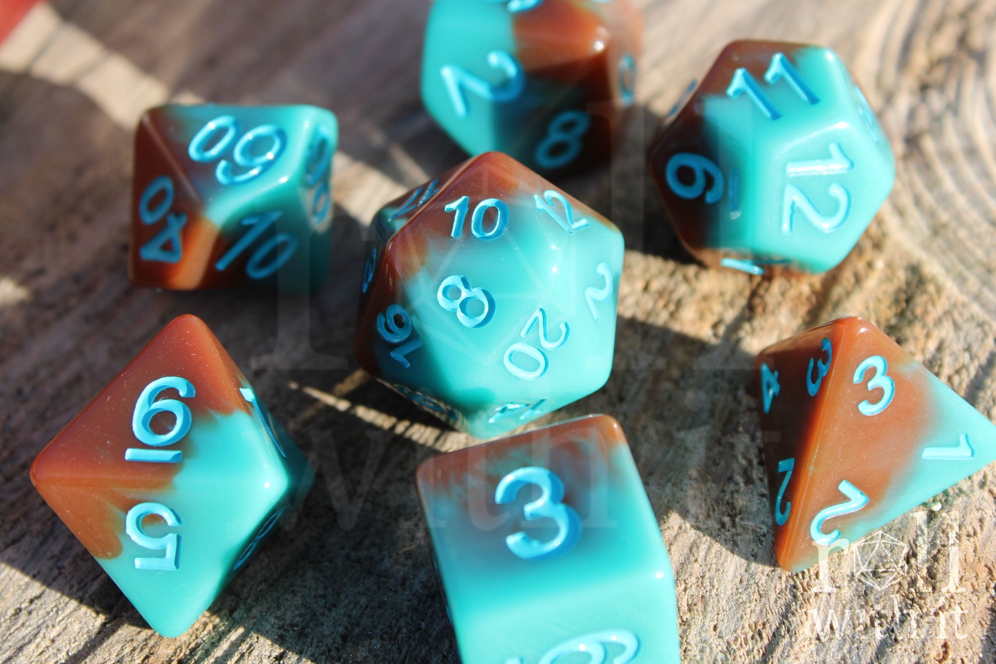 Dés moka menthe - Ensemble de dés Donjons et Dragons | 7 dés polyédriques | Dés RPG | Jeux de rôle sur table