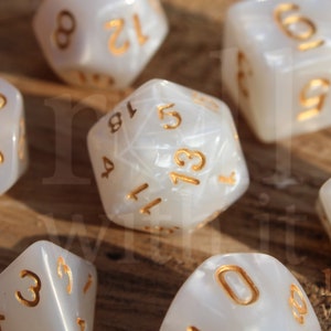 Perlmutt Paladin Würfel - Dungeons and Dragons Würfel Set | 7 Polyedrische Würfel | Rollenspiel Würfel | Tabletop Rollenspiel