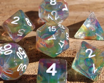 Chromatic Waves Dice - Dungeons and Dragons Dice Set | 7 Polyhedral Dice | RPG Dice | Tabletop Roleplaying