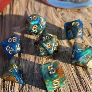 Undersea Dice - Dungeons and Dragons Dice Set | 7 Polyhedral Dice | RPG Dice | Tabletop Roleplaying