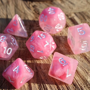 Dados Bubblegum - Juego de dados de Dungeons and Dragons / 7 dados poliédricos / Dados de rol / Juegos de rol de mesa
