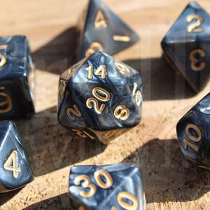 Pearlescent Black Dice - Dungeons and Dragons Dice Set | 7 Polyhedral Dice | RPG Dice | Tabletop Roleplaying