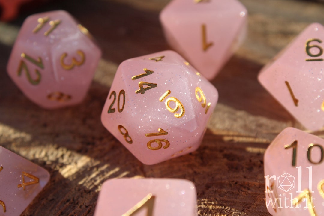 Champagne Pink Dice Dungeons and Dragons Dice Set 7 Polyhedral Dice RPG