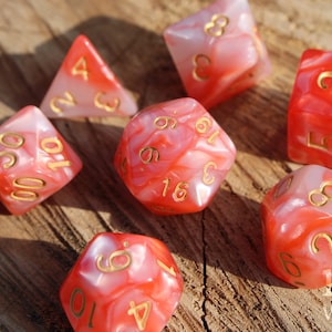 Rose Pearlescent Dice - Dungeons and Dragons Dice Set | 7 Polyhedral Dice | RPG Dice | Tabletop Roleplaying