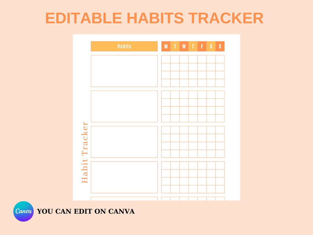 Editable Habits Tracker You Can Edit on Canva - Etsy
