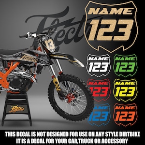 Custom Motocross Plate Vinyl Decal Custom Dirt bike Mx Number Plate, Moto number Vinyl Sticker - 013