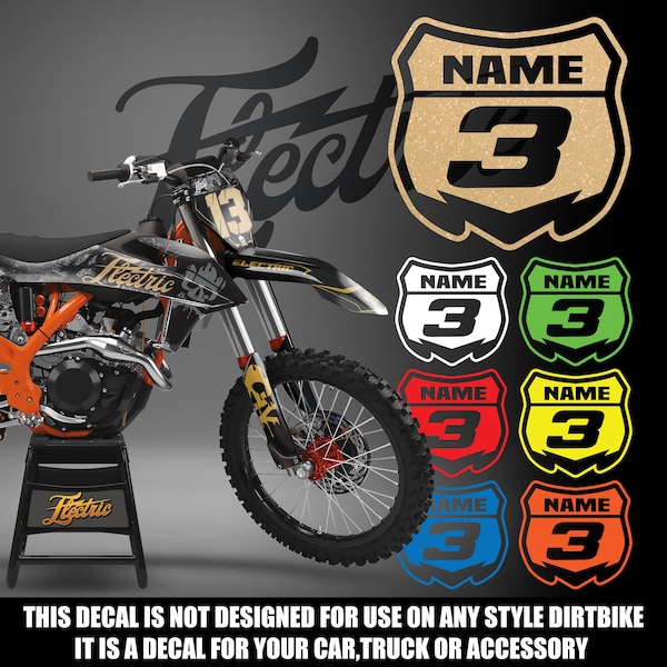 Custom Motocross Plate Vinyl Decal Custom Dirt bike Mx Number Plate, Moto number Vinyl Sticker - 012