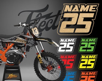 Custom Racing Name and number Vinyl Decal Custom Dirt bike Mx Motorcycle Supercross Racing Track Dirtbike Kart MX ATV BMX Sticker -015