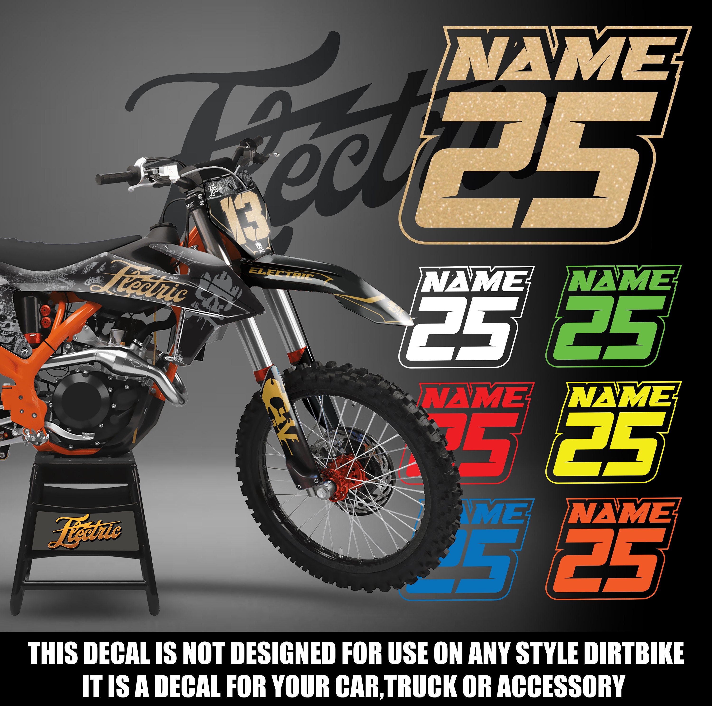 Custom Racing Name and Number Vinyl Decal Custom Dirt Bike Mx