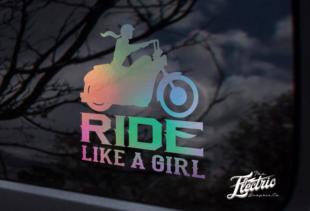 Female Motorcycle Sticker Ride Like a Girl - Women Motorcycle Decal - Lady Rider Motorcycle ...