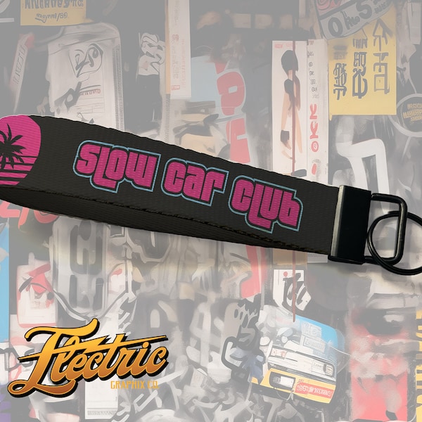 SLOW CAR CLUB jdm Keychain Wristlet | Key Strap | Key Fob | jdm Lanyard for Keys | Custom Car Wrist Strap Key Chain