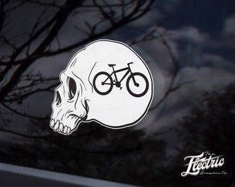 Biking on my mind BIKE SKULL custom bicycle sticker decal - mountain bike custom sticker cyclist decal Custom sticker for your Car or Window