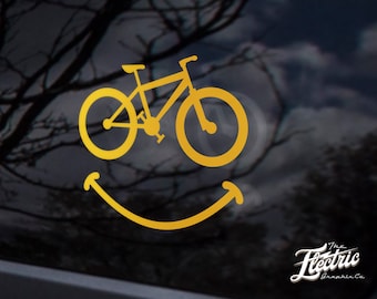 HAPPY BIKE custom bicycle sticker decal - mountain bike custom sticker cyclist decal Customized sticker for your Car, Laptop or Window