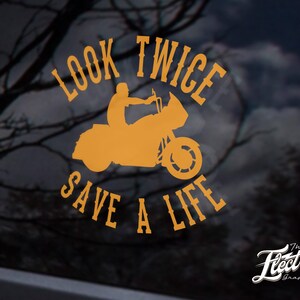 Look twice save a life  - motorcycle decal - road glide motorcycle sticker - Bagger Decals -  motorcycle respect sticker decal