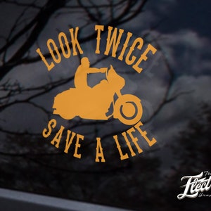 Look twice save a life  - motorcycle decal - street glide motorcycle sticker - Bagger Decals -  motorcycle respect sticker decal