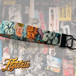 Llavero con grafiti jdm, correa para llaves, llavero, cordón jdm para llaves, llavero con correa para la muñeca para automóvil personalizado