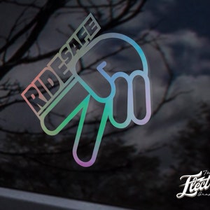 Ride Safe Biker wave 2 Fingers Down motorcycle wave sticker - Vinyl Decal - Bikers Decals - Peace sign motorcycle respect sticker decal