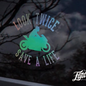 Look Twice Save a Life Biker boy - Watch out for motorcycles - Look out for motorcycle sticker - Bikers Decals -  motorcycle respect decal
