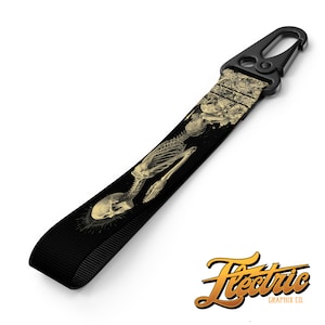Llavero con esqueleto de oración, correa para llavero con calavera, llavero con correa, llavero con cordón para llaves, llavero con correa para la muñeca de cruiser personalizado