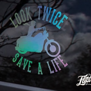 Look Twice Save a Life Biker Girl - Watch out for motorcycles - Look out for cruiser girl - Bikers Decals -  motorcycle respect decal