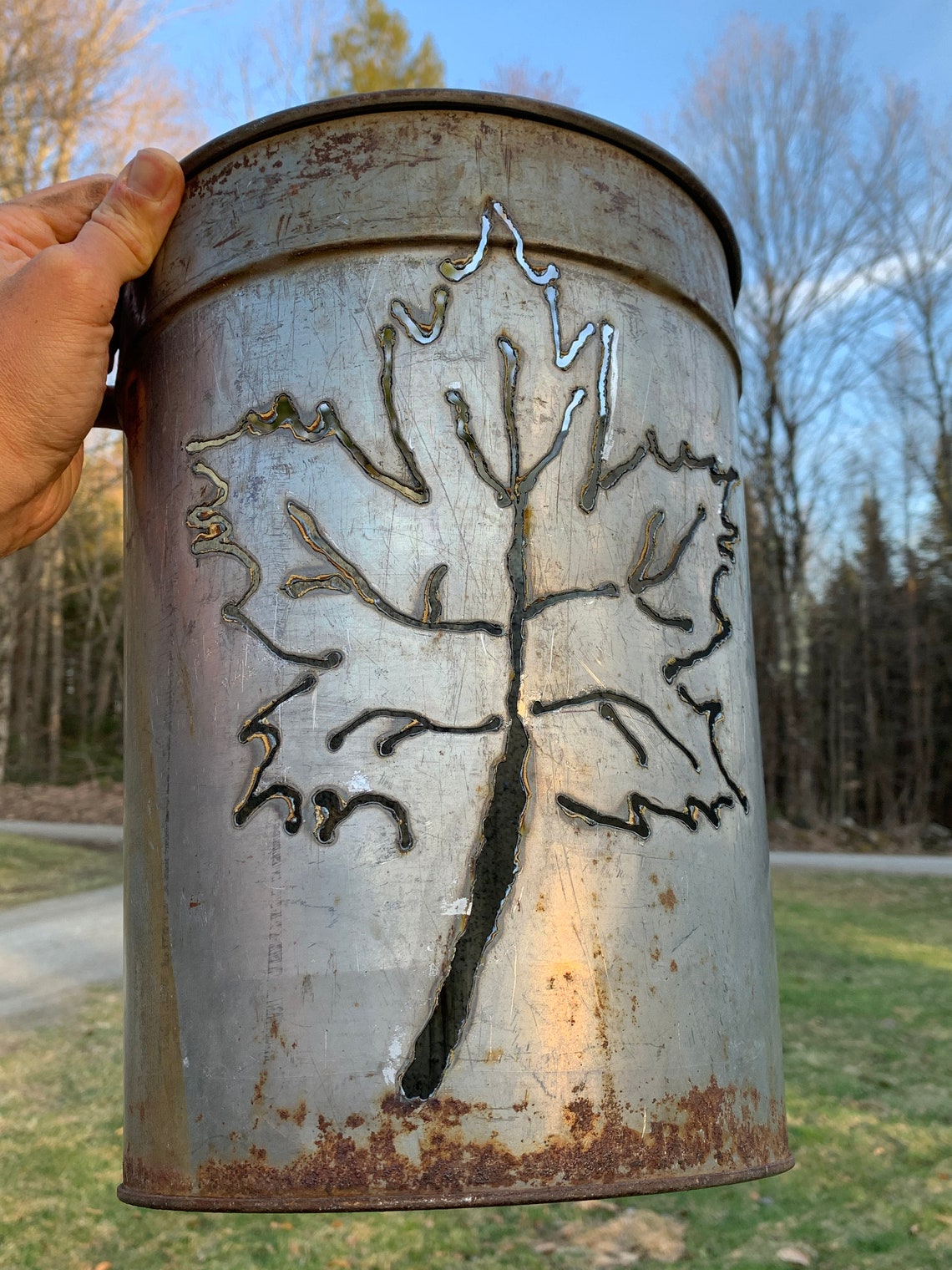Maple Leaf Detail Sap Bucket w/ Cover Etsy