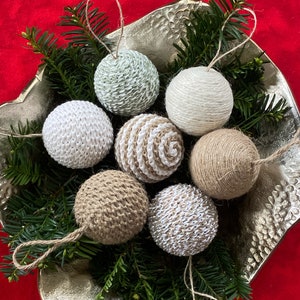 Boho Christmas Ball Ornament, Rustic Ornament, Snowball Ornament, Boho Ornament, Rope Ornament, Jute Ornament, bowl filler