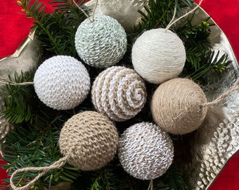 Boho Christmas Ball Ornament, Rustic Ornament, Snowball Ornament, Boho Ornament, Rope Ornament, Jute Ornament, bowl filler