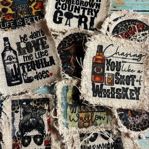 Burlap Raggedy frayed Cap Patches/ DIY/country/small town/sublimated cap patches/trucker cap patches/baseball cap patches/sublimation