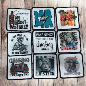 White square trucker/Cap Patches/sublimated patches/baseball cap patches/trucker cap patches 3x3.peel and stick or sew
